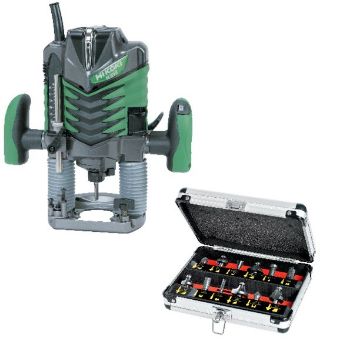 Router kit 1150W+12pcs blade set, parallel guide,  template guide, wrench and machine case