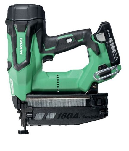 Cordless finish nailer 18V, 2x3Ah Li-on batteries, charger, nose cap, goggles, HSC case