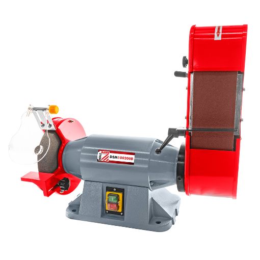 Bench grinder with sanding belt