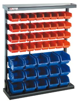 Storage bin rack, 94x28x116mm, 47 boxes