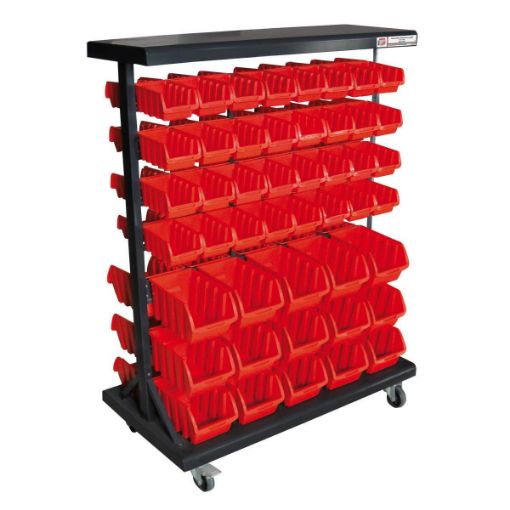 Double side storage bin rack