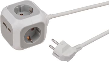 ALEA-Power USB-Charger Socket block 4-way 1,4m, H05VV-F 3G1.5