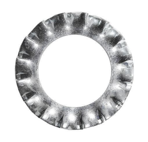 Serrated lock washer, external teeth DIN 6798A M14, Zn