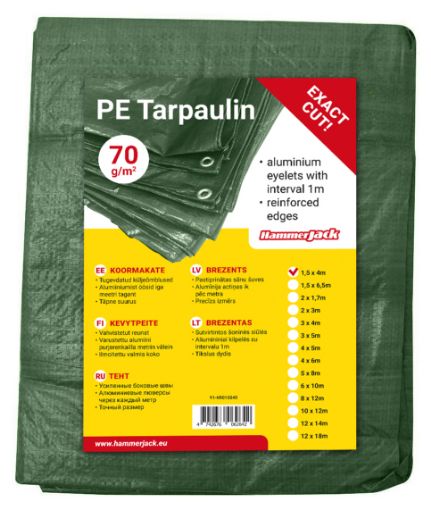 Tarpaulin 1,5x6,5m 70g/m² green