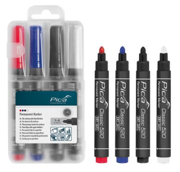 Marker PICA ümar 1-4mm (4/tk pakk) punane, sinine, must, valge