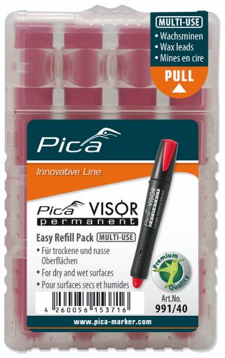 VISOR permanent refills, red, blister 4 pcs