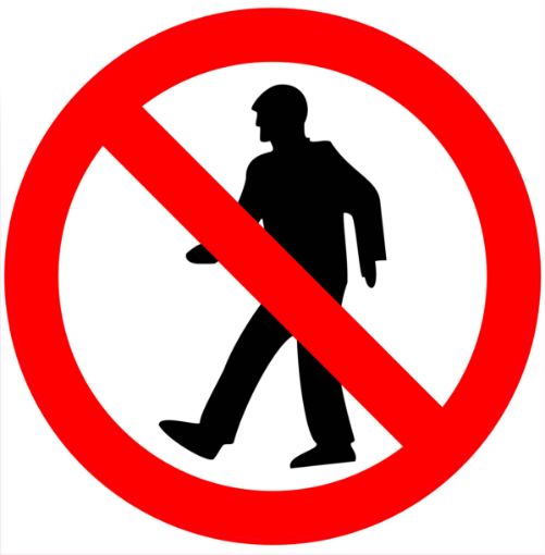 No pedestrians sign 20x20cm sticker