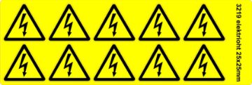 Electrical hazard warning sign 2,5x2,5cm sticker 10pc