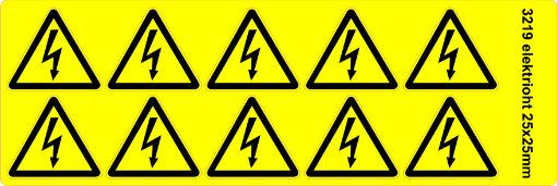 Electrical hazard warning sign 2,5x2,5cm sticker 10pc