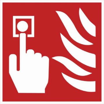 Fire alarm button sign 20x20cm sticker