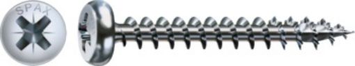 Pan head universal screw, full thread, PZ2 Zn, 4,5x12, (1000 pcs/box)