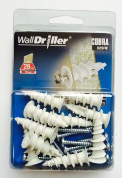 Hollow wall anchor WALLDRILLER nylon+screw 4x32mm 10pcs, 28kg