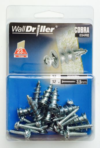 Hollow wall anchor WALLDRILLER zinc + screw 3,5x25 12pcs, 23kg