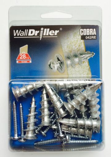 Hollow wall anchor WALLDRILLER zinc + screw 4x32mm 10pcs, 28kg