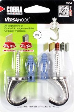 All-purpose hanger VERSAHOOK nickel, 9kg, 2pcs