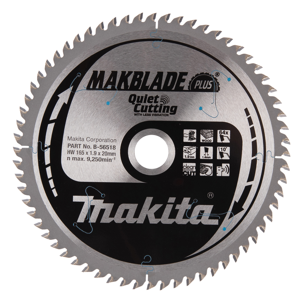 T.C.T saeketas  165X1.9X20mm 10° T64T.C.T • 165 x20 mm • T64 • 10° • Puidu