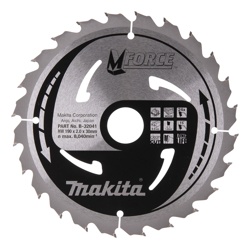 T.C.T saeketas  190X2X30mm 15° T24T.C.T • 190 x30 mm • T24 • 15° • Puidu