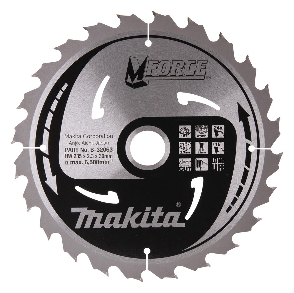 T.C.T saeketas  235X2.3X30mm 15° T24T.C.T • 235 x30 mm • T24 • 15° • Puidu