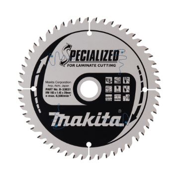 T.C.T saeketas 165X1.45X20mm 5° T52 T.C.T • 165 x20 mm • T52 • 5° • MDF/laminaat