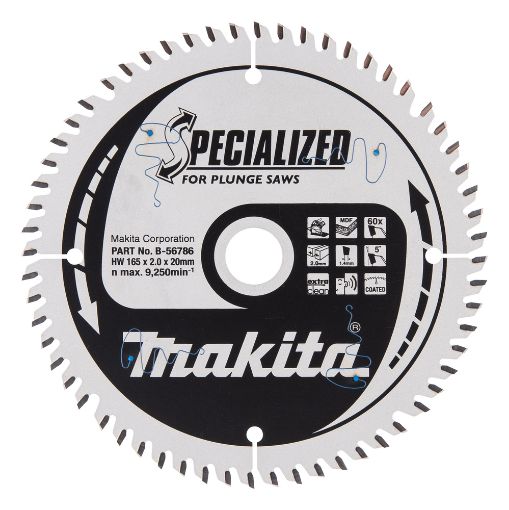 T.C.T saeketas 165X2X20mm 5° T60 T.C.T • 165 x20 mm • T60 • 5° • MDF/laminaat