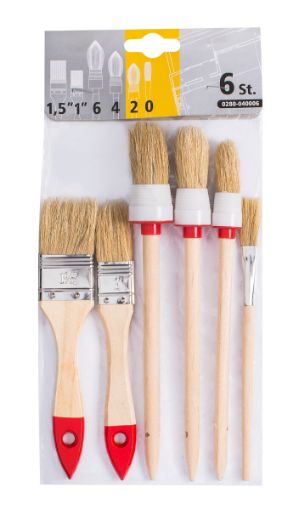 Pintslite komplekt hele seakarv, 6-osaline (3 ümar + 3 lapikut)