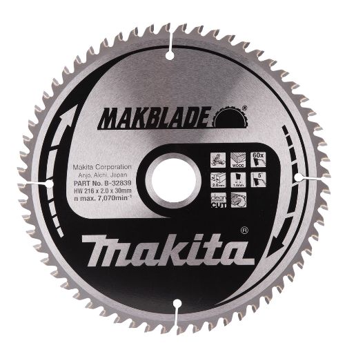 T.C.T saeketas 216X2X30mm 5° T60 T.C.T • 216 x30 mm • T60 • 5° • Puidu