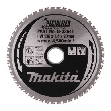 T.C.T saeketas 136X1.4X20mm -15° T50 T.C.T • 136 x20 mm • T50 • -15° • Metalli