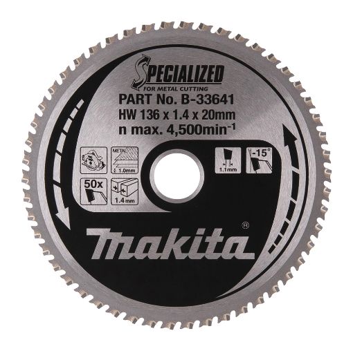 T.C.T saeketas 136X1.4X20mm -15° T50 T.C.T • 136 x20 mm • T50 • -15° • Metalli