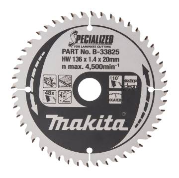 T.C.T saeketas 136X1.4X20mm 10° T48 T.C.T • 136 x20 mm • T48 • 10° • MDF/laminaat