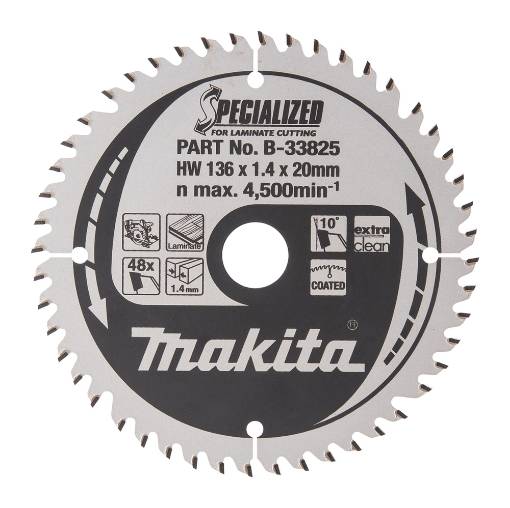 T.C.T saeketas 136X1.4X20mm 10° T48 T.C.T • 136 x20 mm • T48 • 10° • MDF/laminaat