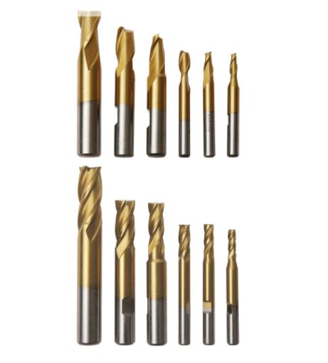 End mill set HSS, 12-piece