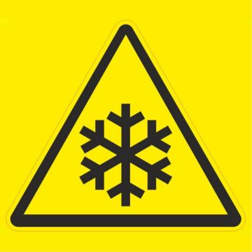 Low temperature warning sign 10x10cm sticker