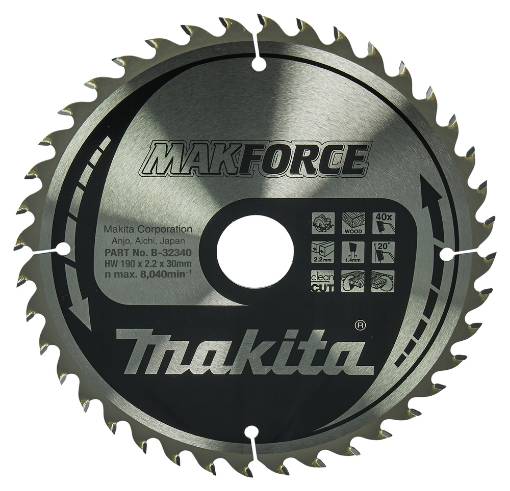 T.C.T saeketas 190X2.2X30mm 20° T40 T.C.T • 190 x30 mm • T40 • 20° • Puidu
