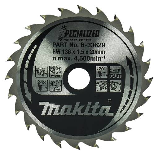 T.C.T saeketas 136X1.5X20mm 20° T24 T.C.T • 136 x20 mm • T24 • 20° • Puidu