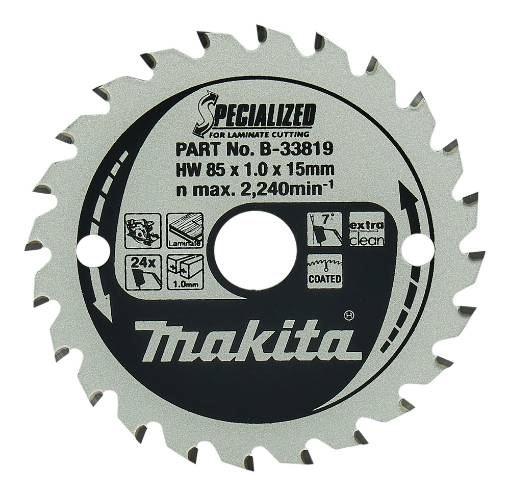 T.C.T saeketas 85X1X15mm 7° T24 T.C.T • 85 x15 mm • T24 • 7° • MDF/laminaat