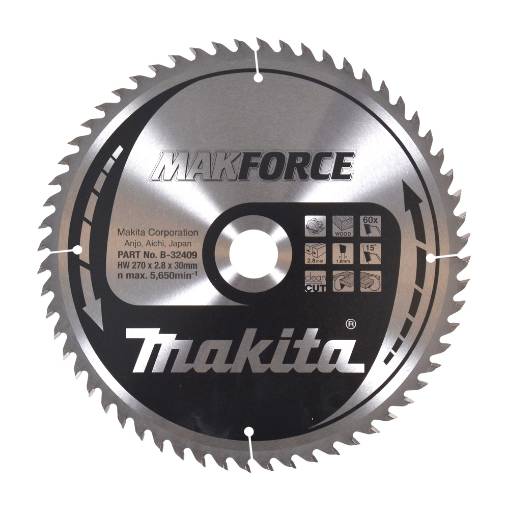 T.C.T saeketas 270X2.8X30mm 15° T60 T.C.T • 270 x30 mm • T60 • 15° • Puidu