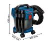 Aku-vee- ja tolmuimeja 18V 2040l/min, 115mbar, 10l GAS 18V-10 L, ilma akuta