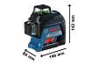 Joonlaser GLL 3-80 G, CC 4 x patarei (AA)