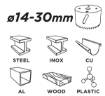 Arbor for bimetal hole saw 14-30 mm