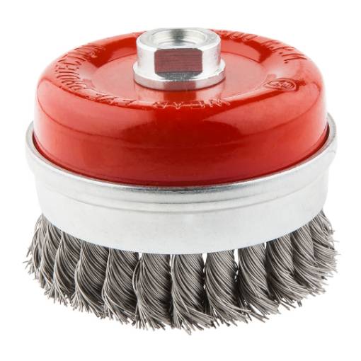 Cup brush 100mm x M14  twisted stainless steel wire 0.50mm
