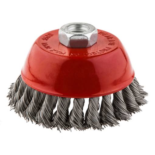 Bowl cup brush 100xM14 twisted stainless steel wire 0.50mm