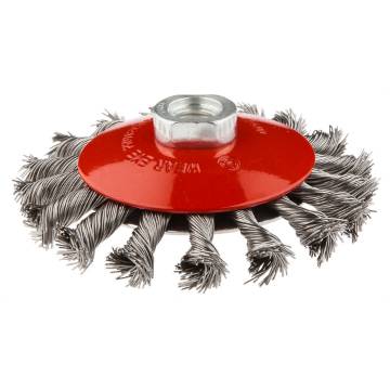 Bevel brush 115mm x M14 twisted stainless steel wire 0.50mm