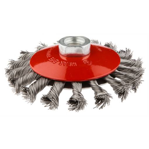 Bevel brush 115mm x M14 twisted stainless steel wire 0.50mm