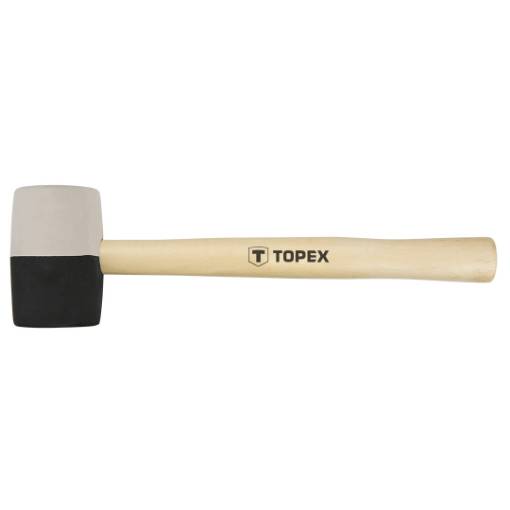 Rubber mallet 58 mm, 450 g, black-white rubber, wooden handle