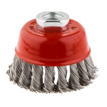 Bowl cup brush 80mm x M14 twisted stainless steel wire 0.5mm