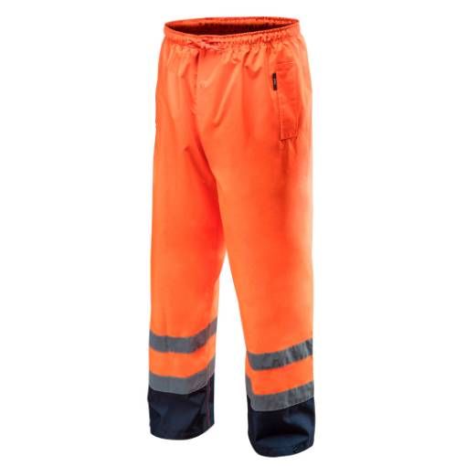 High vision working trousers, waterproof, orange size XXL