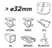 Arbor for bimetal hole saw > 30 mm