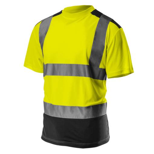 High visibility T-shirt, dark bottom, yellow size XXL