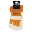 Working gloves, cow grain leather+ fabric palm lined, rubberized cuff, size 10,5"
