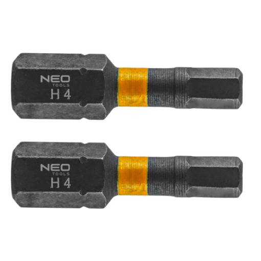 HEX4 x 25 mm impact bits, 2 pcs.